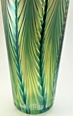 Lundberg Studios Iridescent Art Glass Vase-greens/ Blue/ Violet- Signed & Dated