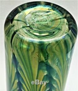 Lundberg Studios Iridescent Art Glass Vase-greens/ Blue/ Violet- Signed & Dated