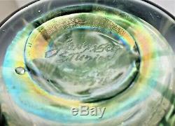 Lundberg Studios Iridescent Art Glass Vase-greens/ Blue/ Violet- Signed & Dated