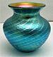 Lundberg Studios Iridescent Blue Aurene Art Glass Cabinet Vase-signed-dated 2003