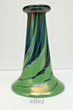 Lundberg Studios Iridescent Forest Flared Rim Art Glass Vase-signed/dated 1999