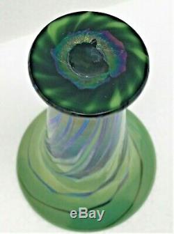 Lundberg Studios Iridescent Forest Flared Rim Art Glass Vase-signed/dated 1999