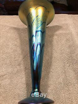 Lundberg Studios Signed Studio Art Glass 13 Trumpet Vase