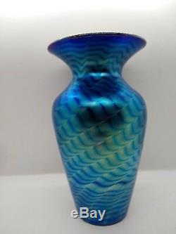 Lundberg studios Iridescent glass vase Oceanasigned