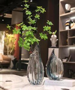 Luxury Blue Glass Vases Crystal Flower Vase Decor Modern Coffee Table Decor Gift