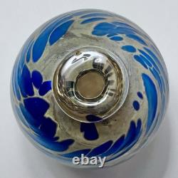 MAYTUM STUDIOS 1982 Bud Vase-Oil Lamp / BLUE & GOLD Iridescent ART GLASS / Rare
