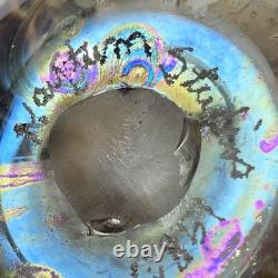 MAYTUM STUDIOS 1982 Bud Vase-Oil Lamp / BLUE & GOLD Iridescent ART GLASS / Rare MAYTUM STUDIOS 1982 Bud Vase-Oil Lamp / BLUE & GOLD Iridescent ART GLASS / Rare