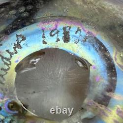 MAYTUM STUDIOS 1982 Bud Vase-Oil Lamp / BLUE & GOLD Iridescent ART GLASS / Rare