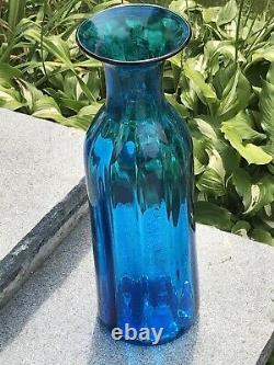 MCM Blenko Wayne Husted Blue Floor Vase 22-1/2 Stunning