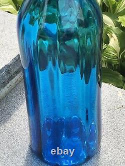 MCM Blenko Wayne Husted Blue Floor Vase 22-1/2 Stunning