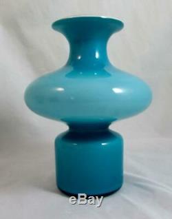 MCM DANISH Holmegaard 16 cm Carnaby Bulge Vase in Blue & Opal Iconic Design