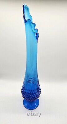 MCM Fenton Colonial Blue Hobnail Swung Pedestal Glass Vase Large 21.5 Holidays