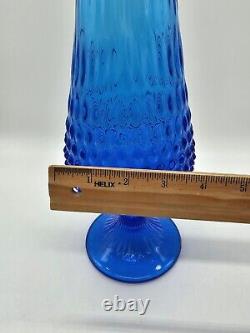 MCM Fenton Colonial Blue Hobnail Swung Pedestal Glass Vase Large 21.5 Holidays