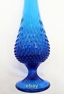 MCM Fenton Colonial Blue Hobnail Swung Pedestal Glass Vase Large 21.5 Holidays