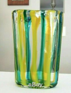 MCM Fratelli Toso Green Blue Yellow Italian Glass Vase