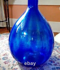 MCM Giant 47 Tall Cobalt Blue Glass Floor Vase Murano
