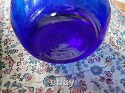 MCM Giant 47 Tall Cobalt Blue Glass Floor Vase Murano