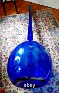 MCM Giant 47 Tall Cobalt Blue Glass Floor Vase Murano