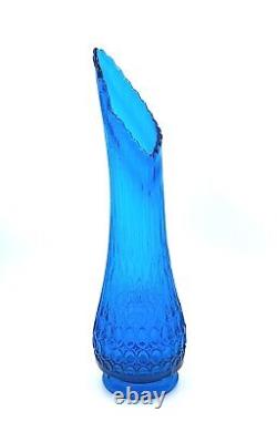 MCM LE Smith Thousand Eye Colonial Blue Swung Glass Vase 17 Vintage EUC