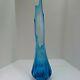 MCM Mid Century 26 Stretched Vase L. E. SMITH Viking Vintage Blue Swung Glass
