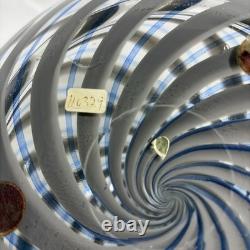 MCM Murano Italy Handblown Art Glass Vase Elegant Grey & Blue Spiral Twist 10