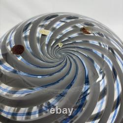 MCM Murano Italy Handblown Art Glass Vase Elegant Grey & Blue Spiral Twist 10