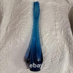 MCM Peacock Blue 18 1/2 Tall Viking Drape Swung Vase Mid Century Modern
