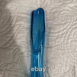 MCM Peacock Blue 18 1/2 Tall Viking Drape Swung Vase Mid Century Modern