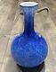 MCM Style Blue Spotted Blown Glass Vase