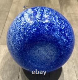 MCM Style Blue Spotted Blown Glass Vase