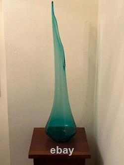 MCM Vintage LE Smith Large Vase Blue Smooth Style 28 Inches Tall Excellent