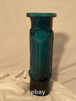 MCM blenko Art Glass Empoli Stelvia Teal Antiqua 13 Glass Vase Wayne Husted