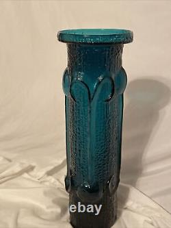 MCM blenko Art Glass Empoli Stelvia Teal Antiqua 13 Glass Vase 
