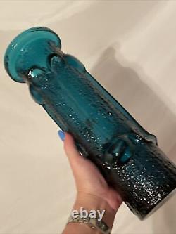 MCM blenko Art Glass Empoli Stelvia Teal Antiqua 13 Glass Vase Wayne Husted