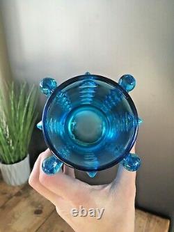 MID Century 70s Czech Sklo Union Rosice 5135 Blue Knobbly Glass Vase Pavel Panek