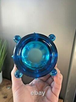 MID Century 70s Czech Sklo Union Rosice 5135 Blue Knobbly Glass Vase Pavel Panek