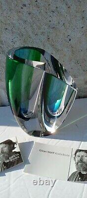 MODERN Art Glass Vase Kosta Boda MIRAGE Goran Warff Design Blue Green 6-1/8