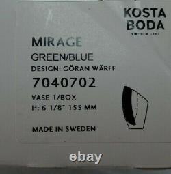 MODERN Art Glass Vase Kosta Boda MIRAGE Goran Warff Design Blue Green 6-1/8