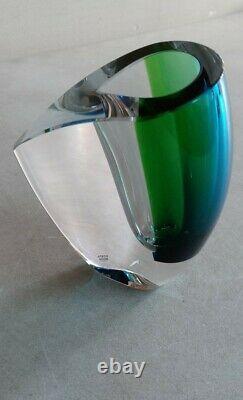 MODERN Art Glass Vase Kosta Boda MIRAGE Goran Warff Design Blue Green 6-1/8