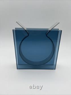 MOMA SQUARE RIBBON VASE BLUE GLASS DESIGNED BY PETER HEWITT Rare Blue Color