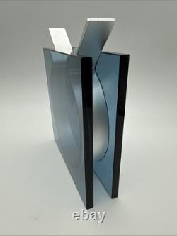 MOMA SQUARE RIBBON VASE BLUE GLASS DESIGNED BY PETER HEWITT Rare Blue Color
