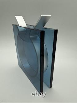 MOMA SQUARE RIBBON VASE BLUE GLASS DESIGNED BY PETER HEWITT Rare Blue Color