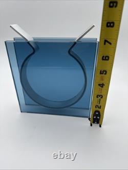 MOMA SQUARE RIBBON VASE BLUE GLASS DESIGNED BY PETER HEWITT Rare Blue Color