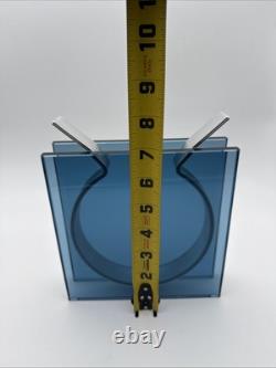 MOMA SQUARE RIBBON VASE BLUE GLASS DESIGNED BY PETER HEWITT Rare Blue Color