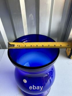 MONUMENTAL EXTRA LARGE HEAVY 14+Tall x 10Wide Vintage Glass COBALT BLUE Vase