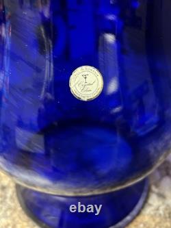 MONUMENTAL EXTRA LARGE HEAVY 14+Tall x 10Wide Vintage Glass COBALT BLUE Vase
