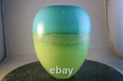 MURANO Art Glass VASE, Mid-Century Modern, Sommerso Layered Blue Green Ovoid