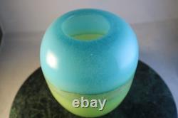MURANO Art Glass VASE, Mid-Century Modern, Sommerso Layered Blue Green Ovoid