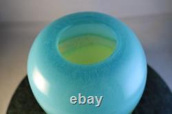 MURANO Art Glass VASE, Mid-Century Modern, Sommerso Layered Blue Green Ovoid