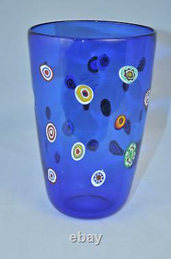 MURANO Art Glass Vase Cobalt Blue Murrine Gambaro & Poggi New